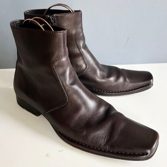 Kenneth Cole boots men size 11 Dry Run Chelsea low profile western brown square - Picture 1 of 13